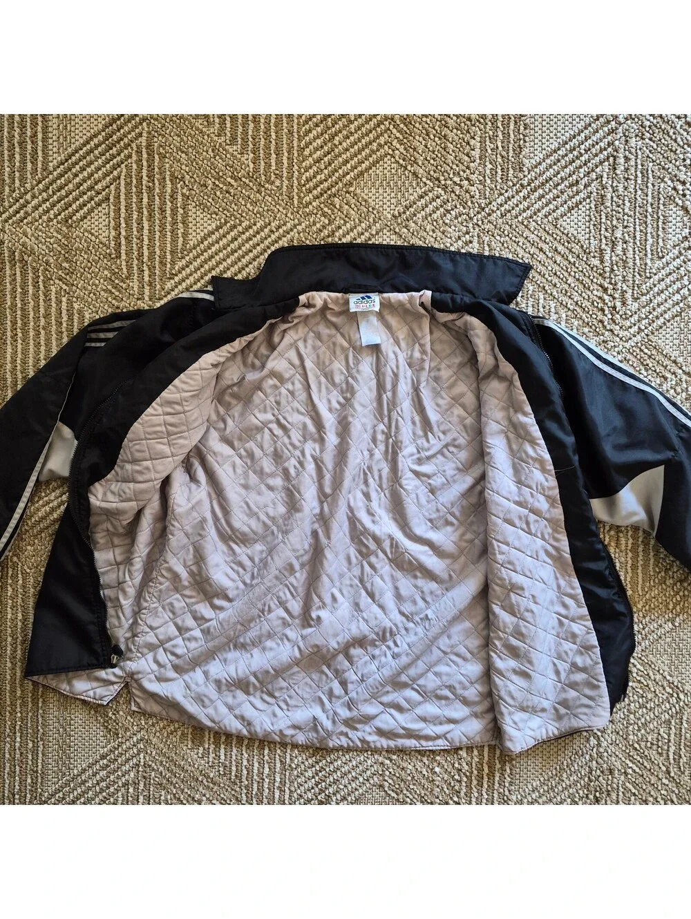 Vintage 90s Y2k Adidas Quilt Lined Chore Jacket Black Utility Block Gorpcore XL